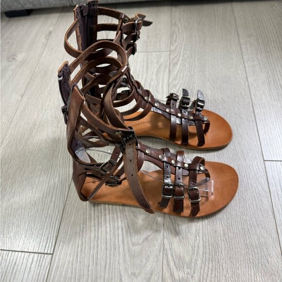 Sandalo Brown Hand Made Greek Gladiator Buckle Sandals - Picture 2 of 9